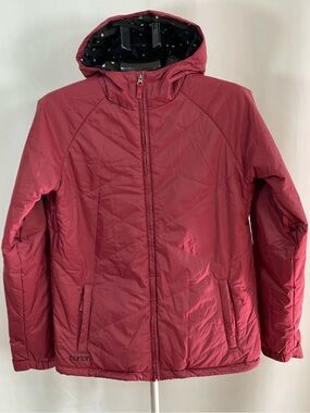 Burton Women’s Quilted Hooded Snowboard Jacket in Raspberry. Size Small